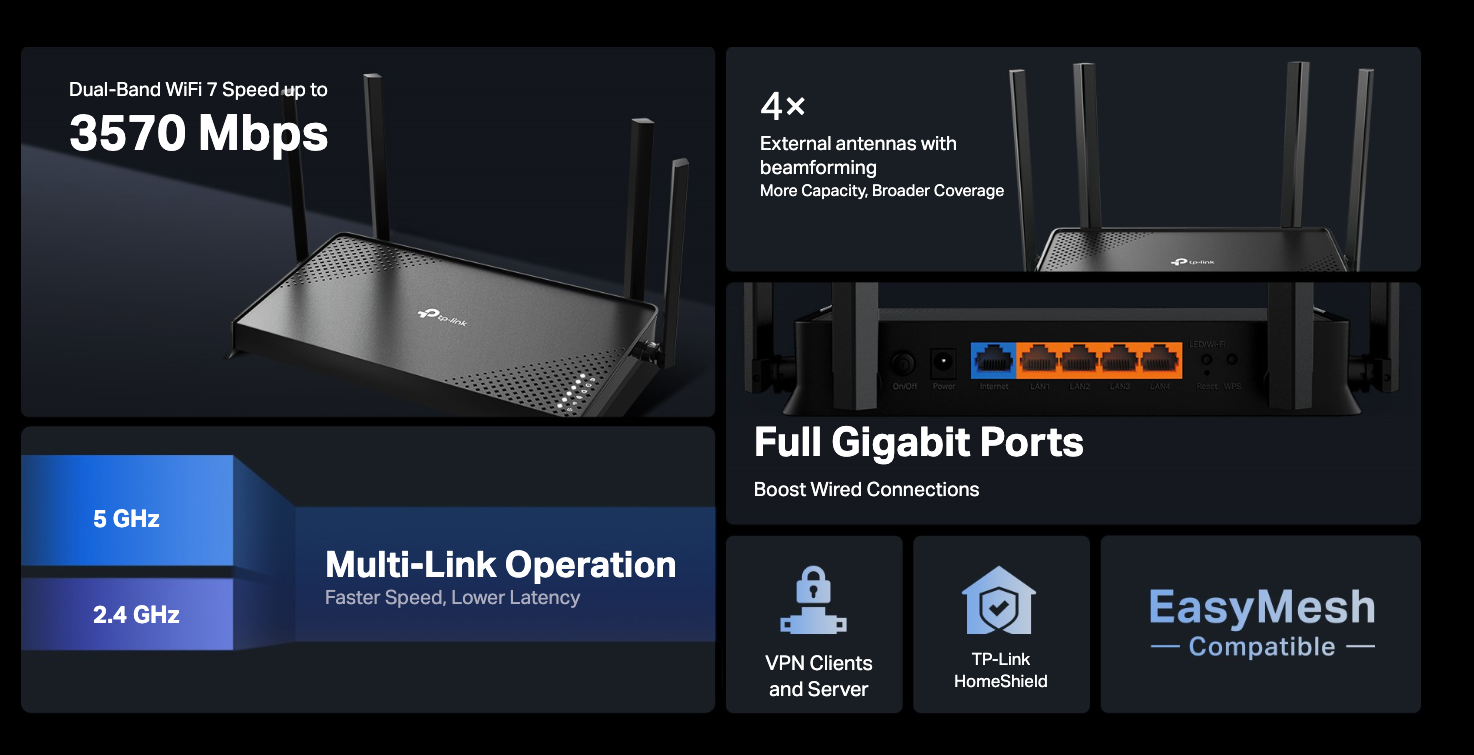 TP-Link BE220 BE3600 Dual-Band Wi-Fi 7 Router TP-Link BE220 BE3600 (USED) - gambar 13