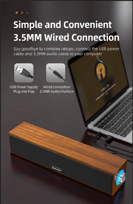 Cross-border long wired Bluetooth speaker with dual speakers, USB, computer/laptop, subwoofer soundbar desktop speaker - gambar 7